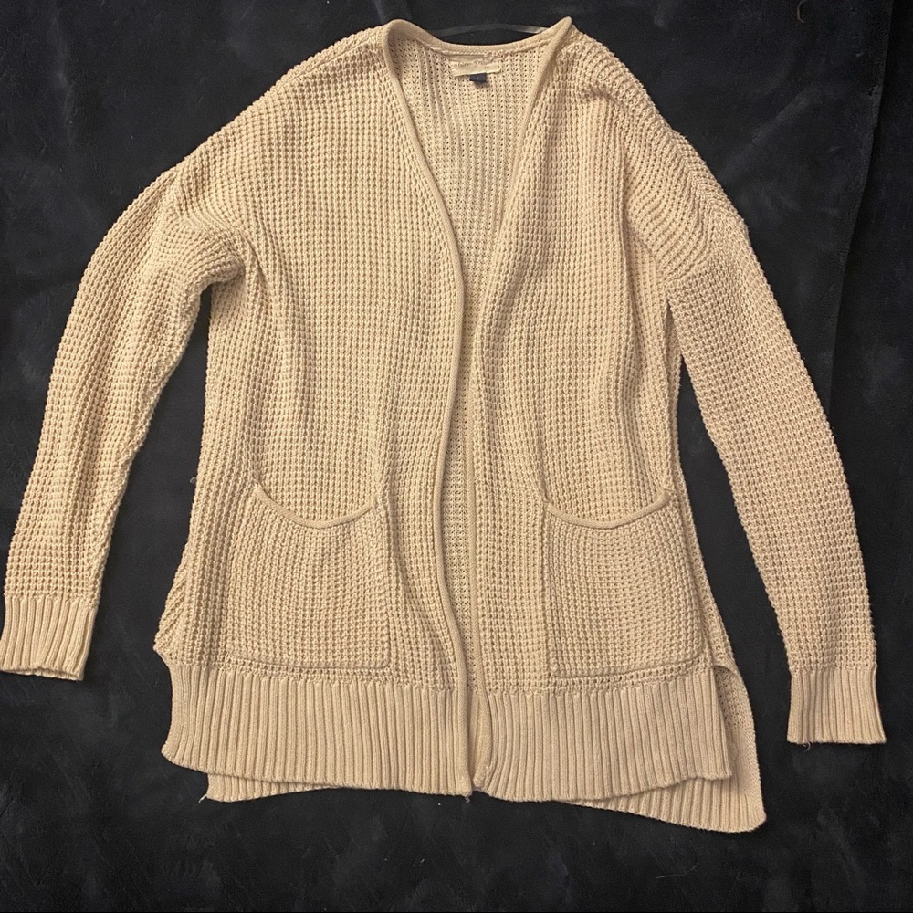 Cream waffle knit cardigan